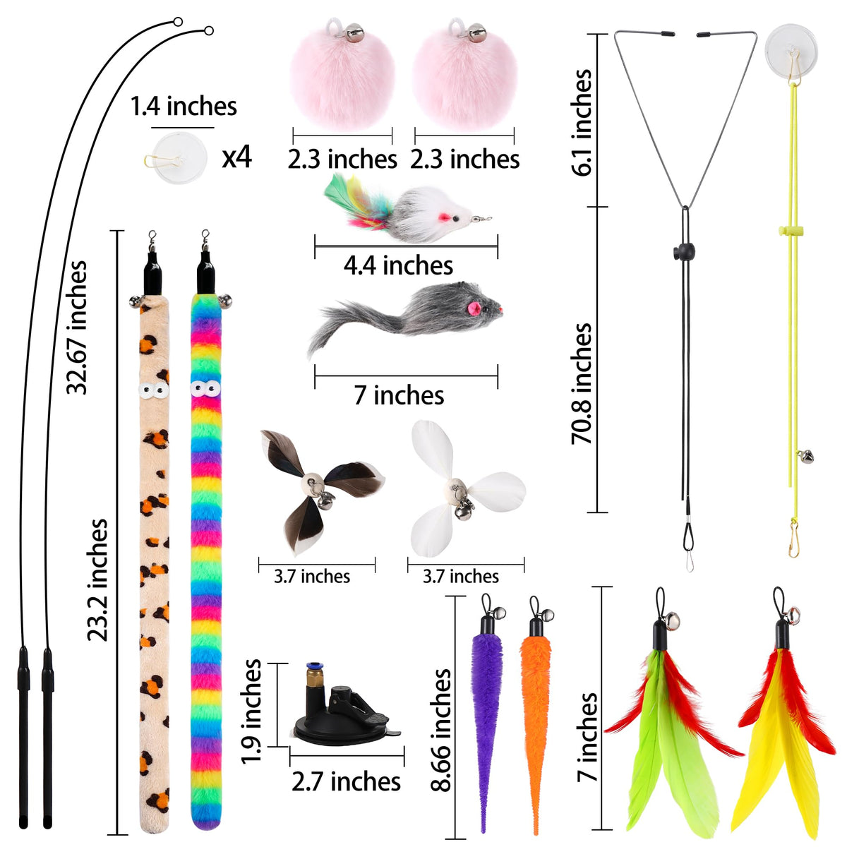 Interactive cat wand toy replacement accessories